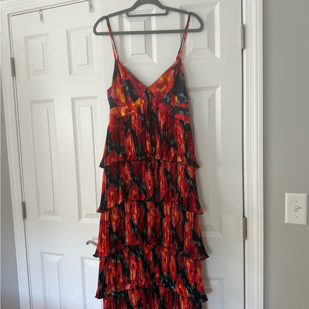 Cinq a Sept Red and Black Ruffled Tiered Sundress Daydream Joey dress
